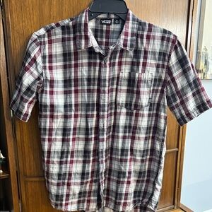 Vans youth Casual Plaid Shirt - Burgundy charcoal and White